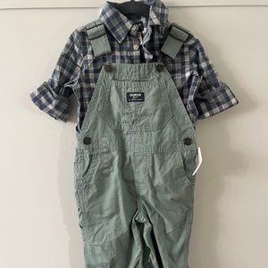 OshKosh Toddler Boy Button-Front Shirt And Overalls Set, 3T